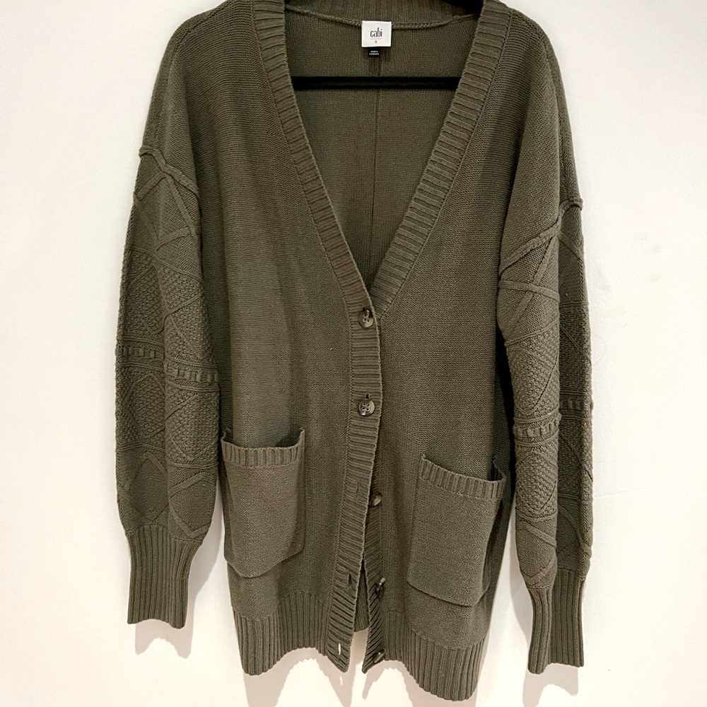Cabi trinity green cardigan, size small!